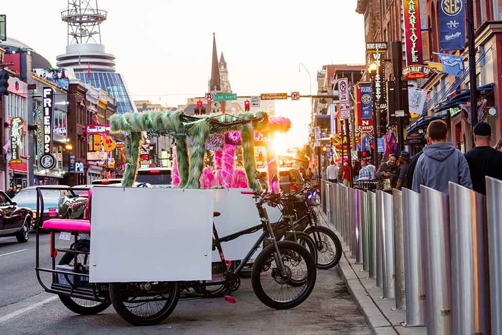 Local Bike Taxi Downtown Nashville Tour at Sunset