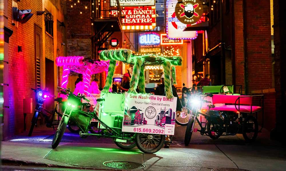 Local Bike Taxi pedicab in downtown Nashville