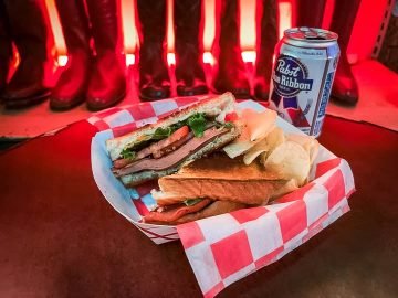 The recession special at Roberts Western World. A bologna Sandwich, bag of chips, and a PBR